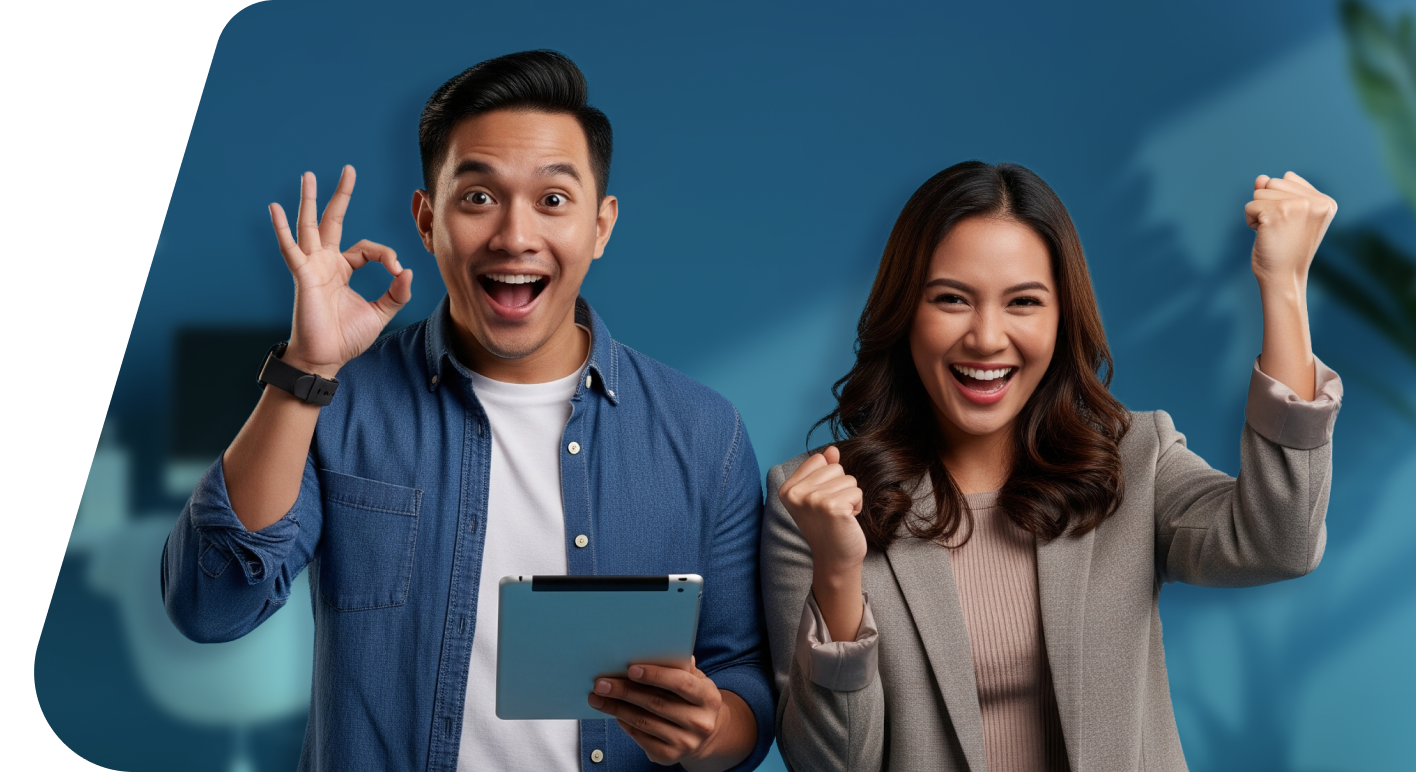 Man holding Samsung phone with Finance+ logo
